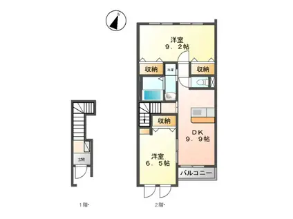 フローラル・アベニュー五番館(2DK/2階)の間取り写真