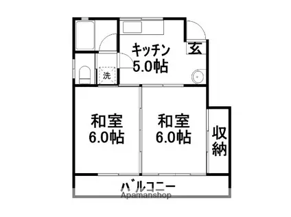 山岡アパート(2DK/2階)の間取り写真