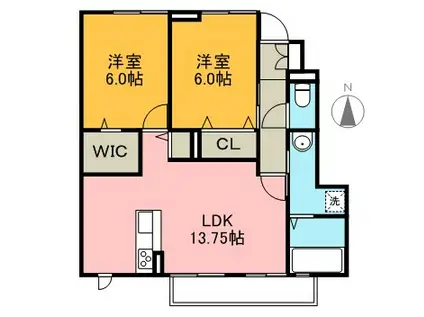 ヴィラタートル(2LDK/1階)の間取り写真