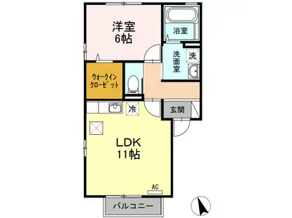 シャルマン(1LDK/1階)の間取り写真