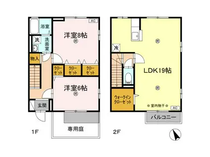 リヴェールA棟(2LDK/1階)の間取り写真