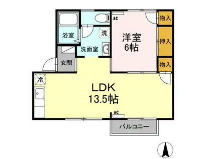 寿ハイツ A棟(1LDK/2階)の間取り写真