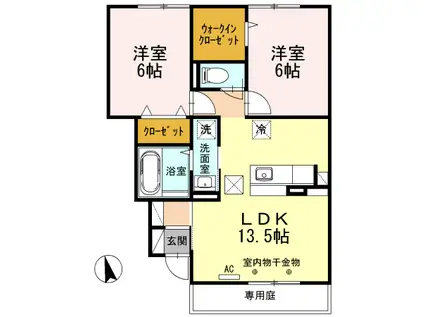 エトワール I棟(2LDK/1階)の間取り写真