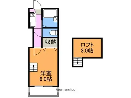 F・グレース高須新町(1K/2階)の間取り写真