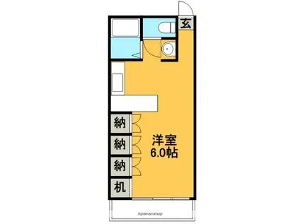 とさでん交通後免線 高須駅(高知) 徒歩2分 5階建 築38年(ワンルーム/5階)の間取り写真
