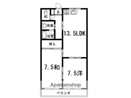 パークサイド高須Ⅱ(2LDK/1階)の間取り写真