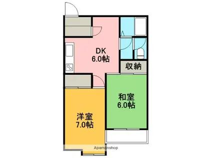 コスモハイツ高須2(2DK/3階)の間取り写真