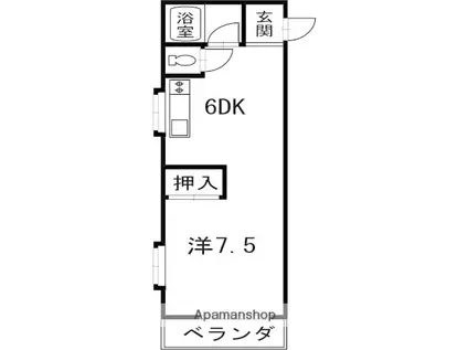 コーポまき(1DK/2階)の間取り写真