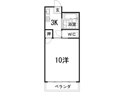 サンシティ2(1K/3階)の間取り写真