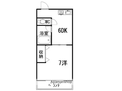 ドリームハウス(1DK/4階)の間取り写真