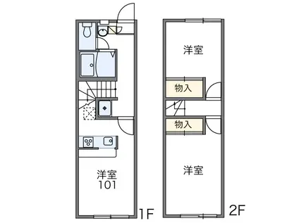 レオパレスやいろちょう(2DK/1階)の間取り写真