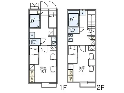 レオパレスウエルカム(1K/1階)の間取り写真