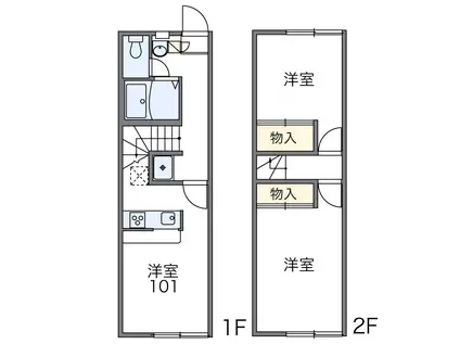 レオパレスとさみずき(2DK/1階)の間取り写真