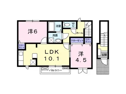 クリスタル1(2LDK/2階)の間取り写真