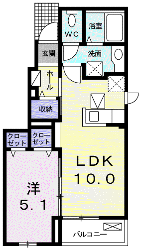 メゾン八王子 Ⅰ(1LDK/1階)の間取り写真