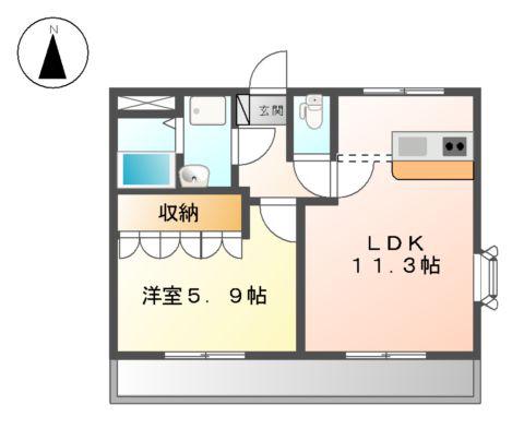 グリーングランデⅢ(1LDK/2階)の間取り写真
