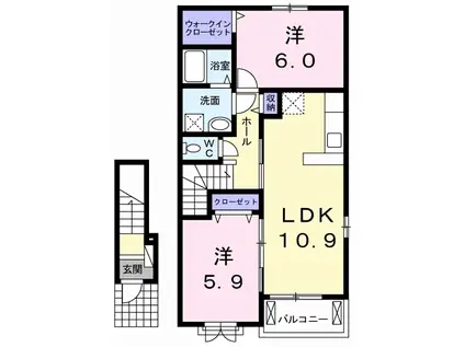 サンモール・南国A(2LDK/2階)の間取り写真