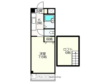 メゾンドエマイユ(1K/5階)の間取り写真