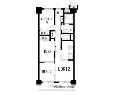 サントノーレ南御座(2SLDK/4階)の間取り写真