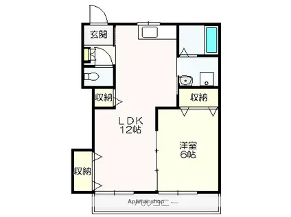 ロイヤルマンション(1LDK/2階)の間取り写真