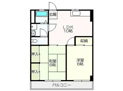 ハイツ南国(2LDK/2階)の間取り写真