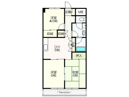 山中ハイツ(3DK/4階)の間取り写真