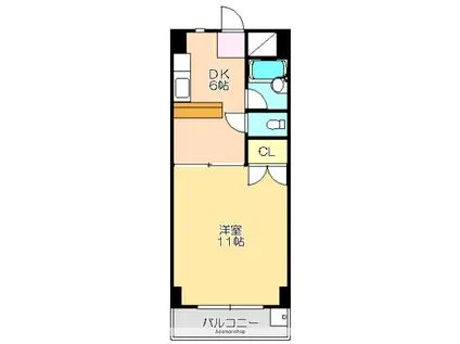 武内マンション(1DK/3階)の間取り写真