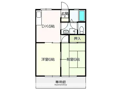 ヤマイチハイツ(2DK/1階)の間取り写真