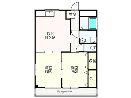 ハイツハピィバリーⅡ E棟(2DK/3階)の間取り写真