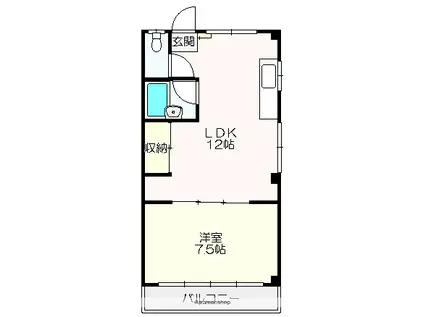 グランドコーポ高須(1LDK/3階)の間取り写真