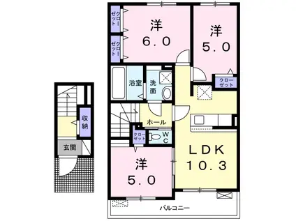 エクシアⅢ(3LDK/2階)の間取り写真