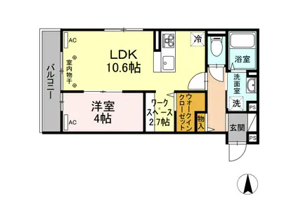 リラクコート(1LDK/2階)の間取り写真