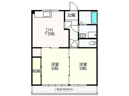 ポラリス野市Ⅰ(2DK/1階)の間取り写真