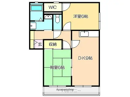 ファミールKIYOTO B棟(2DK/2階)の間取り写真