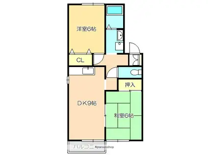 コーポ常福(2DK/2階)の間取り写真