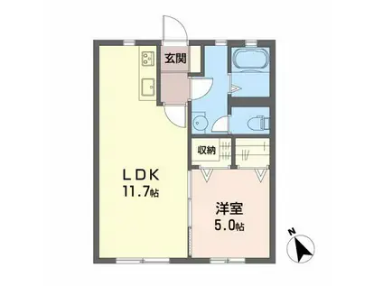 シャーメゾン・ヴィヴァーチェ(1LDK/1階)の間取り写真