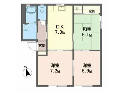 シャーメゾン橋田 B棟(3DK/1階)の間取り写真