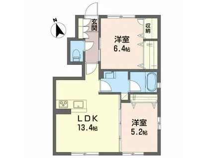 シャーメゾン ルポール 西野(2LDK/1階)の間取り写真