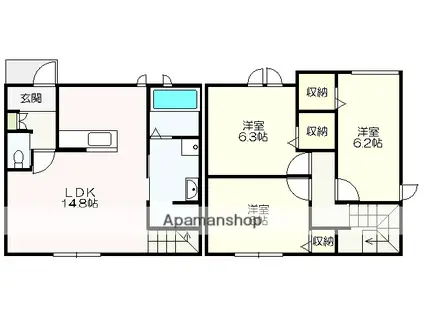 ７．ＺＥＢＬＡＮＤ南国(3LDK)の間取り写真