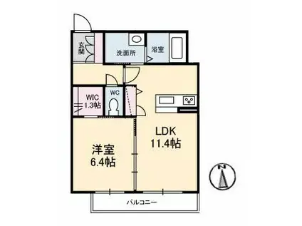 シャーメゾン大篠Ⅱ(1LDK/2階)の間取り写真