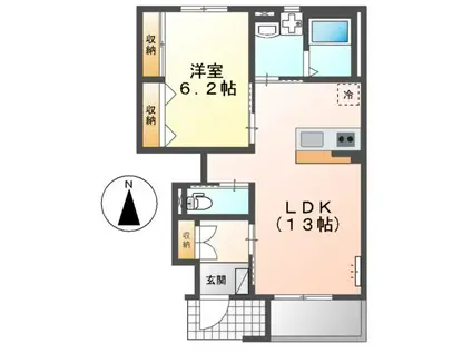 スカイハウス(1LDK/1階)の間取り写真