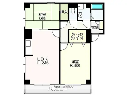 フィネス高須(2LDK/3階)の間取り写真