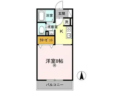 KANADA A棟(1K/1階)の間取り写真