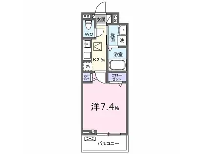ルーベル桜井(1K/1階)の間取り写真
