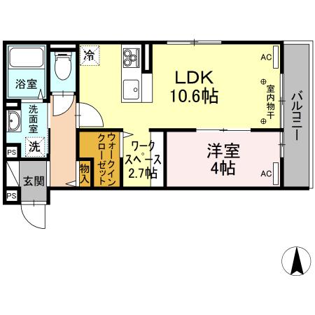 リラクコート(1LDK/3階)の間取り写真