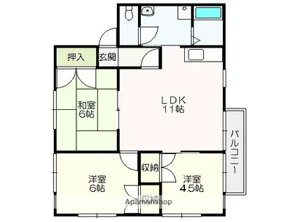 ハイツヒサ(3LDK/2階)の間取り写真