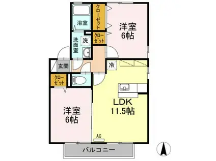 ブルージュあざみ(2LDK/2階)の間取り写真