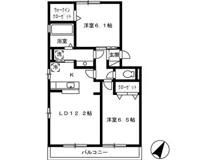 ファミール薊(2LDK/2階)の間取り写真