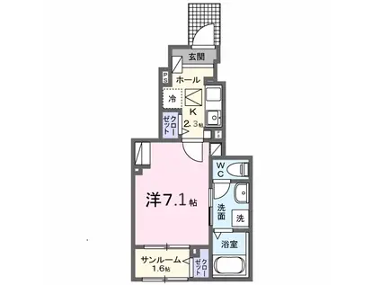 コロレ宝永町(1K/1階)の間取り写真