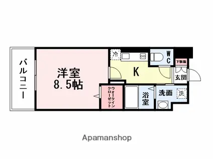 ニューサンリバー15番館(1K/15階)の間取り写真